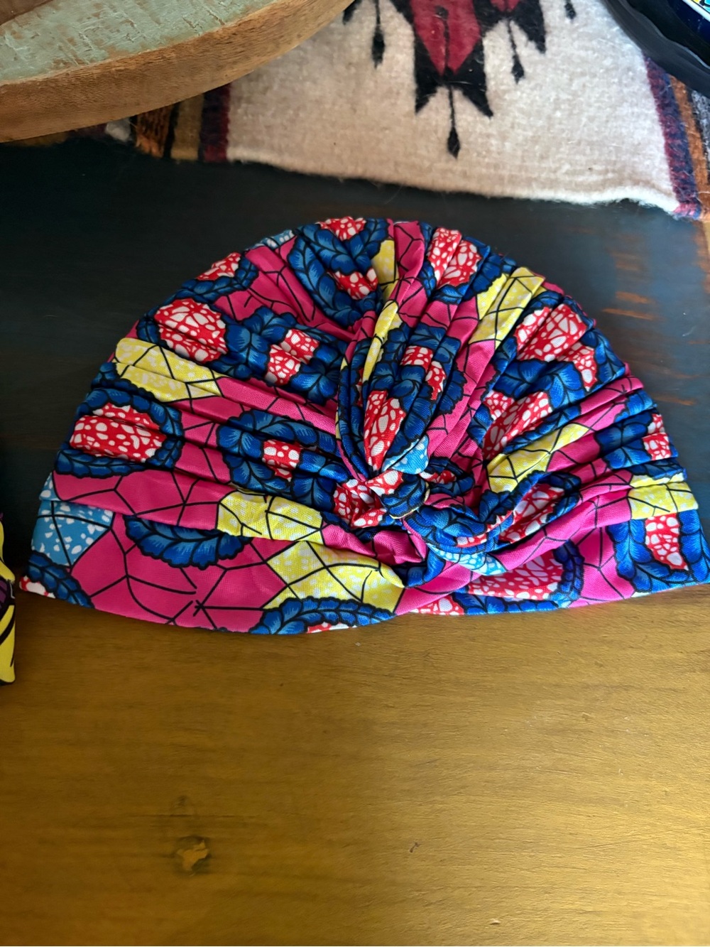 African Print Purple Floral Turban Headwrap